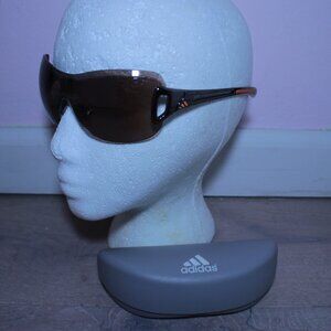 Adidas Rimless Brown Tint Tortoise Wrap Rectangle Sunglasses